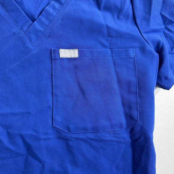Figs Catarina Single Pocket Solid Blue Scrub Top Womens Size XXS Uniform  - Picture 4 of 10